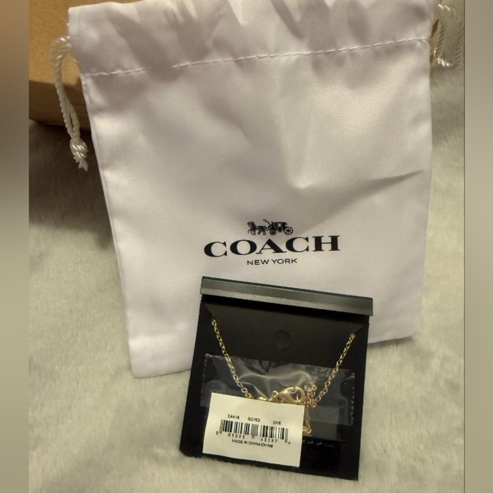 COACH Gold-Tone Cherry Pendant Necklace with Red Enamel - Picture 3 of 4